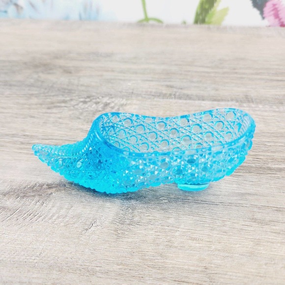 Bryce Brothers Blue Turquoise Cane Glass Slipper Shoe EAPG 1880s Antique - Picture 3 of 8